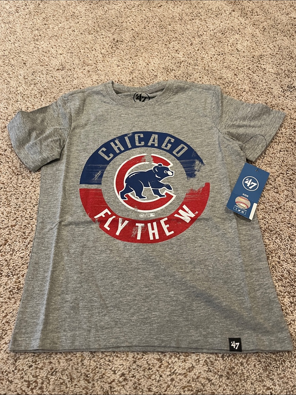 47 Chicago Cubs Grey Tee with Blue and Red Logo